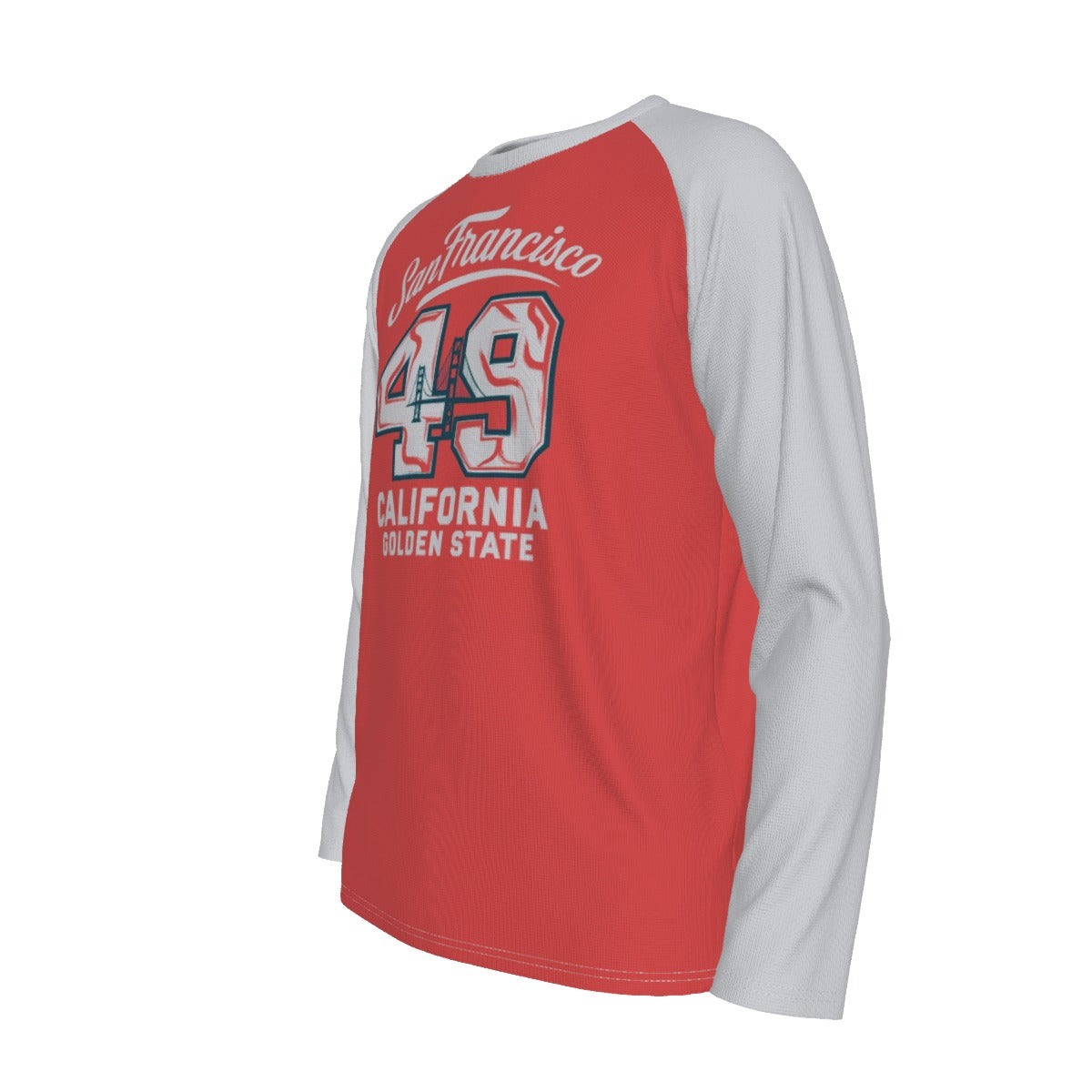 White Smoke San Francisco 49 Vintage Raglan Long Sleeve Shirt – Red and White California Golden State Style
