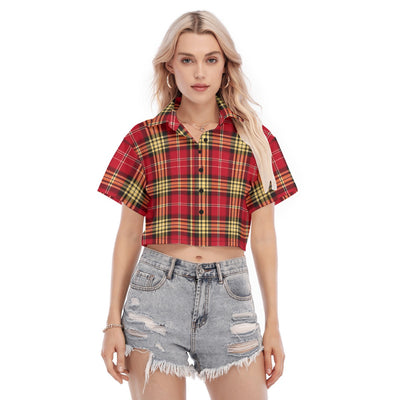 San Francisco Football Plaid Women's Cropped Shirt – football shirt, nfl fan apparel, image 1.0