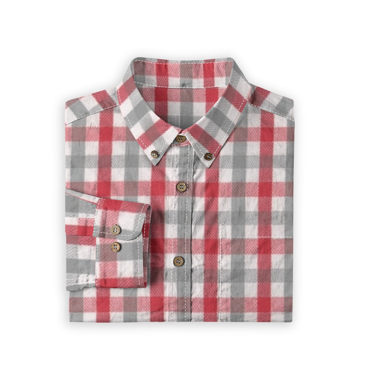White Smoke Alabama Football Casual Lapel Shirt Men – Crimson Plaid Long Sleeve 125GSM Cotton