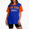 New York Baseball Blue Raglan T-Shirt with Orange Sleeves – Women’s Game Day Tee – casual fan outfit, game day outfit, image 1.0