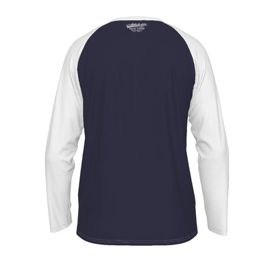 Dark Slate Gray New York Baseball Raglan Long Sleeve Shirt – Navy Blue and White Athletic Varsity Design Est. 1903