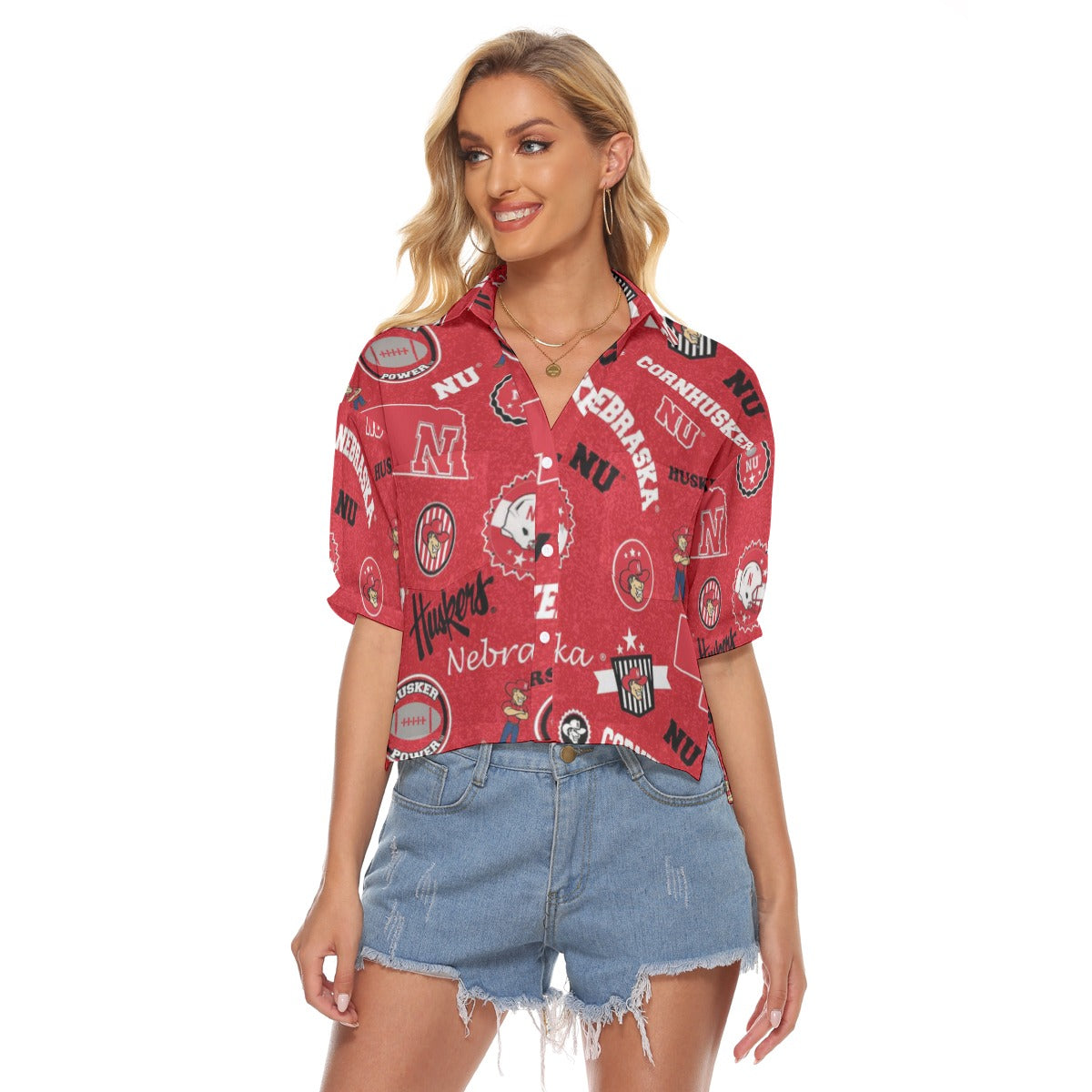 Nebraska Lincoln Cornhuskers Women's V-neck Shirts - Big Ten football apparel varsity sportswear product image 1.0