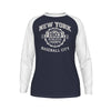 New York Baseball Raglan Long Sleeve Shirt – Navy and White Athletic Champs Est. 1903 – casual fan outfit, breathable comfort wear, image 1.0