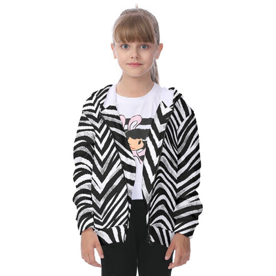 Las Vegas Football Zebra Kid's Heavy Fleece Zip Up Hoodie – Black and White Game Day Streetwear – lightweight game day shirt, football shirt, image 1.0