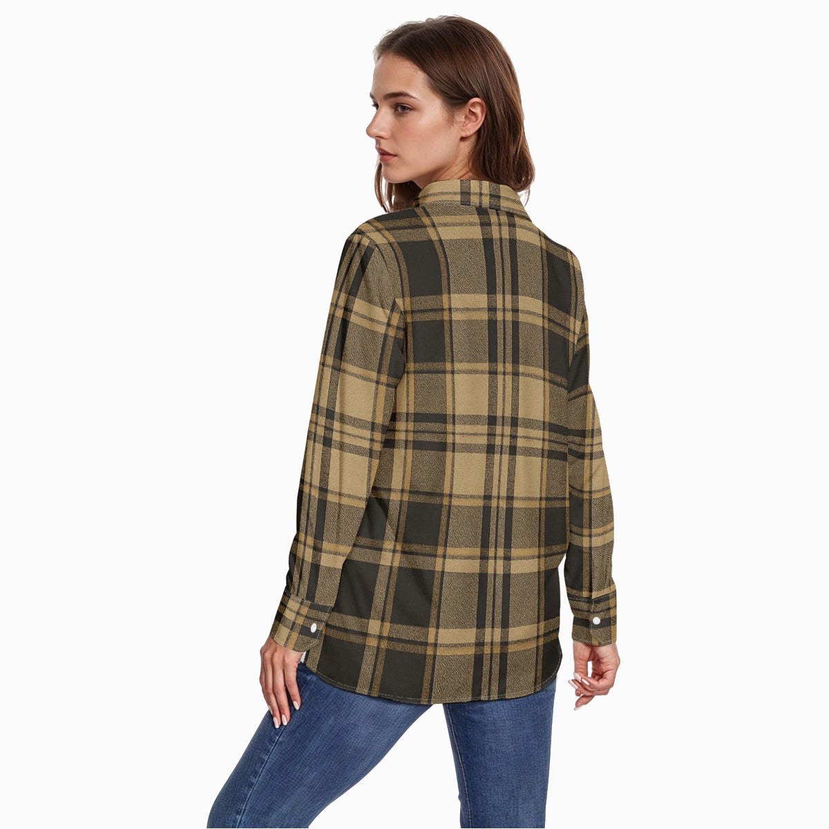 central florida knights tartan plaid black gold women's comfort shirt with button|125gsm cotton women tartan plaid game day shirt
