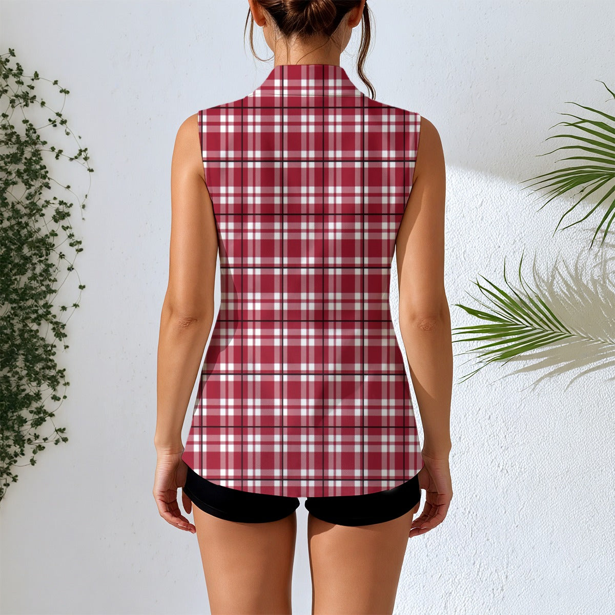 alabama crimson tide tartan plaid crimson white women's sleeveless blazer-style vest crimson white tartan plaid game day fashion