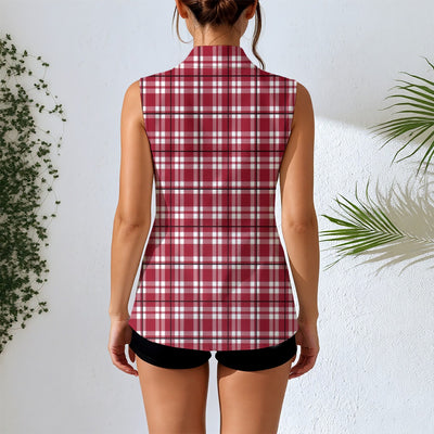 alabama crimson tide tartan plaid crimson white women's sleeveless blazer-style vest crimson white tartan plaid game day fashion