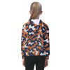 White Smoke Chicago Football Kids Camo Hoodie – Navy Orange Youth Game Day Sweatshirt