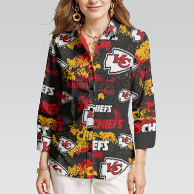 Kansas City Chiefs Women's 3/4 Sleeve Shirt red gold football outfit image 1.0