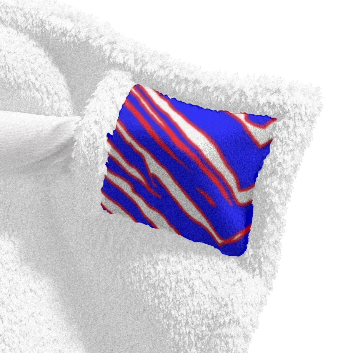 Buffalo Football Unisex Wearable Hooded Blanket – Red Blue White Zebra Game Day Style