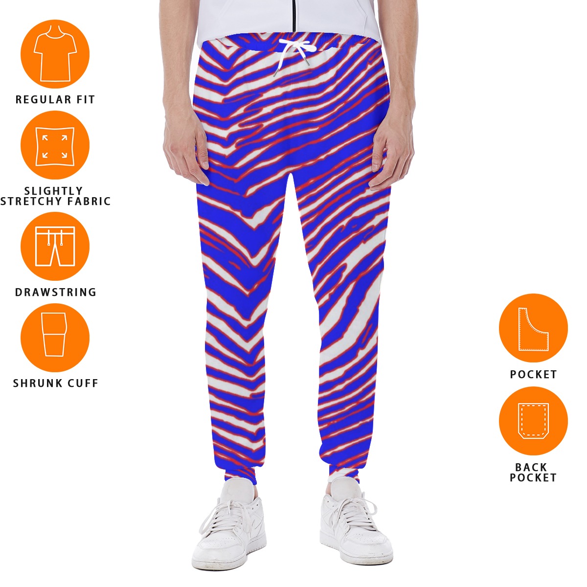 Buffalo Men's Sweatpants – Red Blue White Zebra Game Day Style