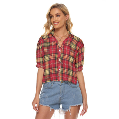 San Francisco Football Plaid Women’s Casual Button Shirt – Game Day Streetwear Top – game day outfit, fan gear, image 1.0
