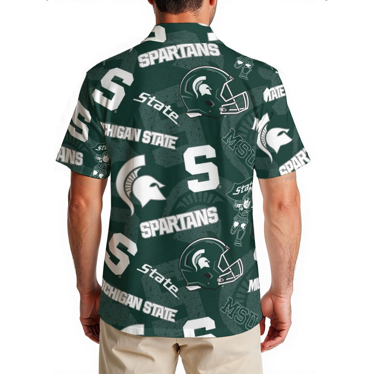 Michigan State Spartans Men's Hawaiian Shirt|150GSM - Big Ten football apparel varsity sportswear product image 2.0
