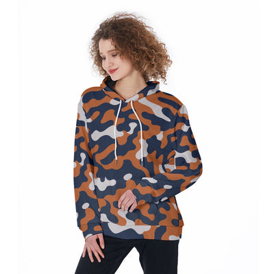 Chicago Football Camo Hoodie – Navy Orange Game Day Streetwear Sweatshirt – nfl fan apparel, breathable comfort wear, image 1.0