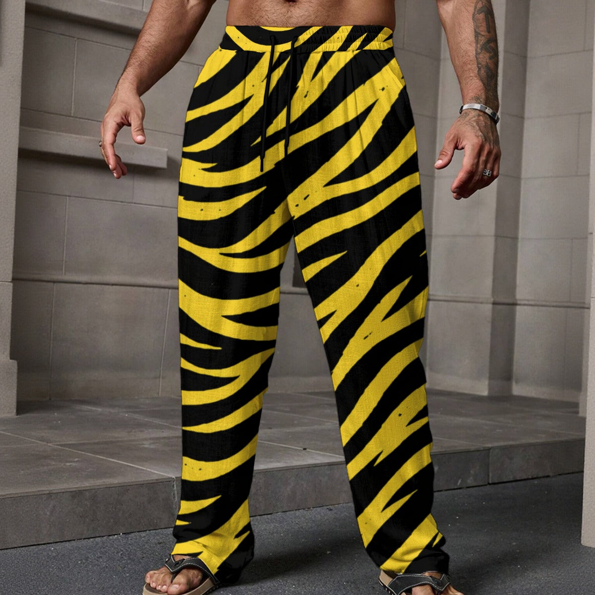 Pittsburgh Football Yellow Black Zebra Loose Casual Pants With Pocket – nfl fan apparel, nfl fan apparel, image 1.0