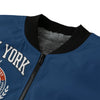 Dark Slate Gray New York Varsity Blue Bomber Jacket – Classic Athletic Streetwear