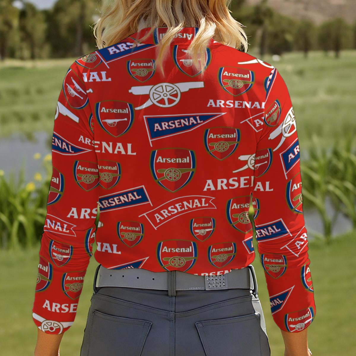Arsenal Football Club Women's Quarter Zip Sport Shirt With  Long Sleeve