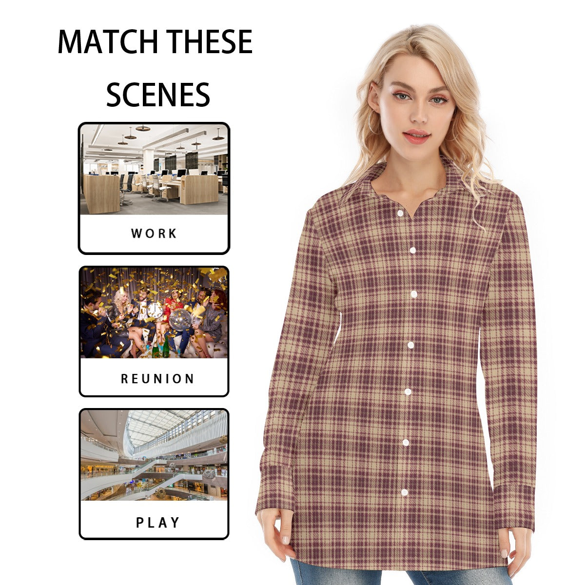 florida state seminoles tartan plaid oversized button up women shirt women's long shirt women tartan plaid fashion