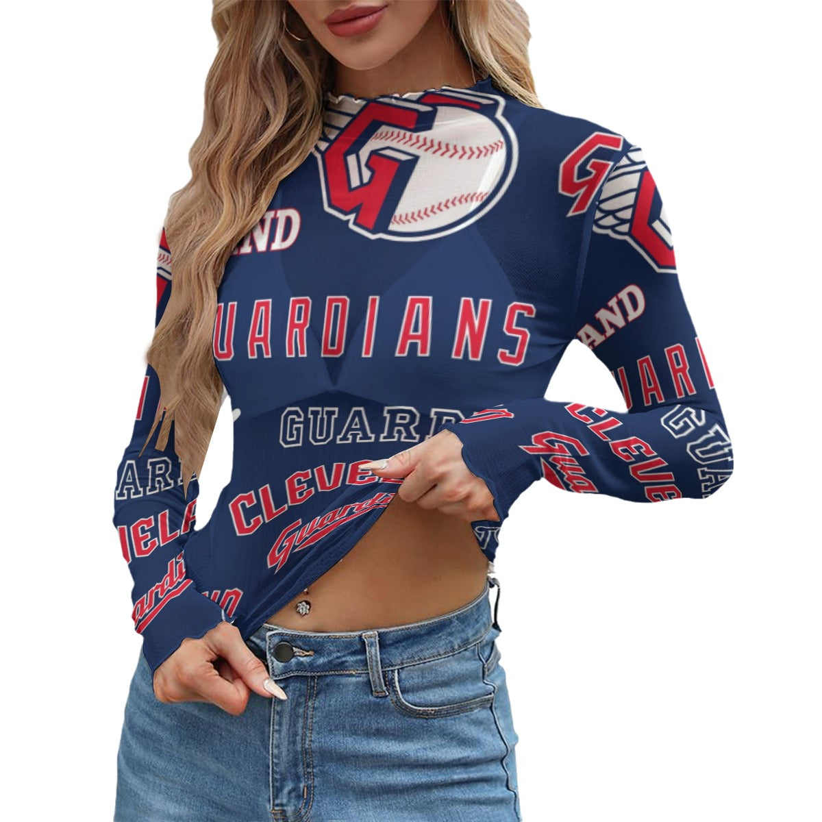 Cleveland Guardians Women's Mesh T-shirt cleveland guardians baseball fan apparel game day outfit