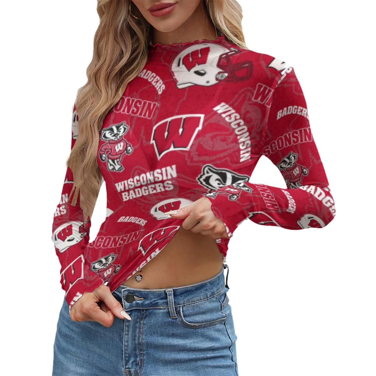 Wisconsin Madison Badgers Women's Mesh T-shirt - Badgers football tee varsity sportswear product image 1.0