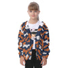 Chicago Football Kids Zip Up Camo Hoodie – Navy Orange Youth Game Day Jacket – nfl fan apparel, game day outfit, image 1.0