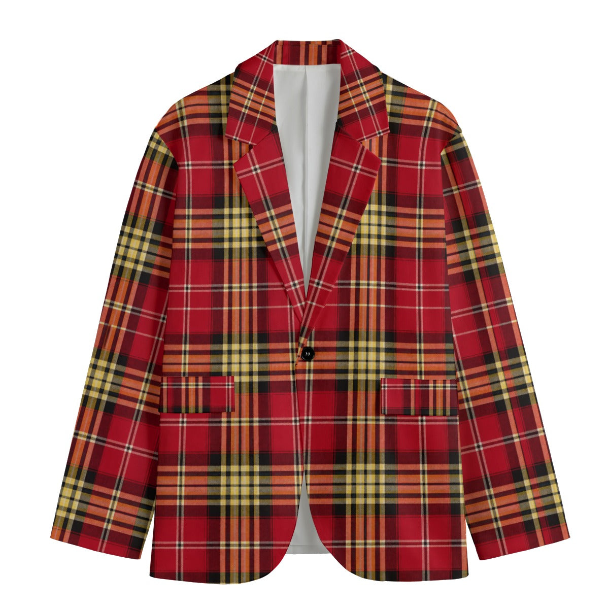 San Francisco Football Plaid Blazer – Red and Gold Flat Lapel Casual Game Day Jacket – breathable comfort wear, casual fan outfit, image 1.0