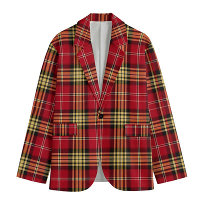 San Francisco Football Plaid Blazer – Red and Gold Flat Lapel Casual Game Day Jacket – breathable comfort wear, casual fan outfit, image 1.0