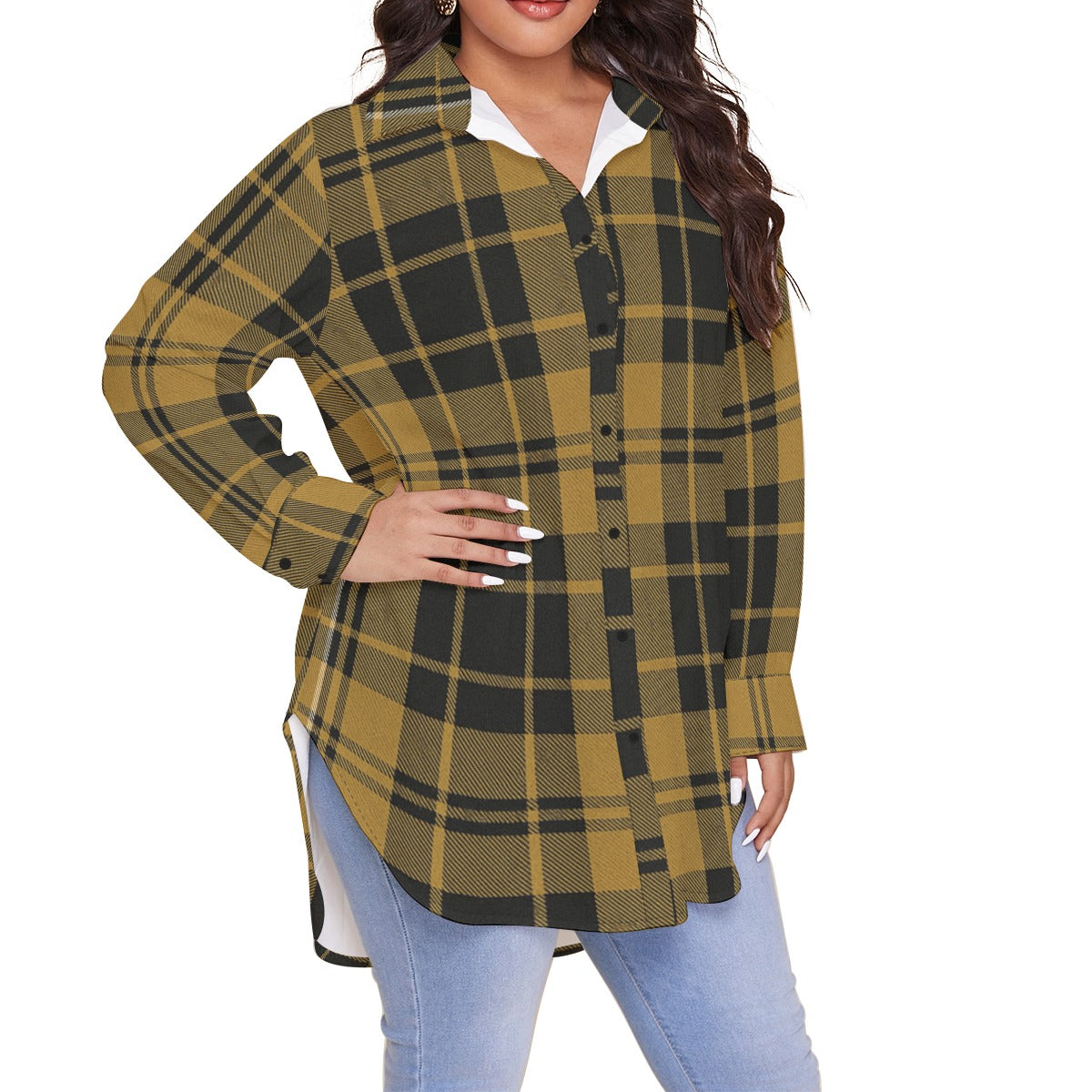 colorado buffaloes tartan plaid black gold women's shirt with long sleeve(plus size) women tartan plaid game day shirt