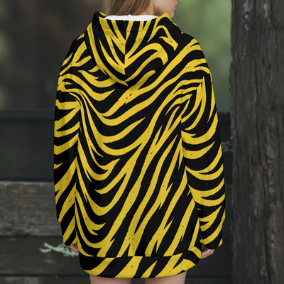 Dark Slate Gray Pittsburgh Football Yellow Black Zebra Women's Knitted Hooded Jacket