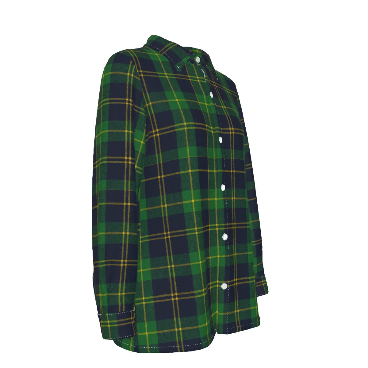 Notre Dame Fighting Irish Green Navy Gold Plaid Womens Elastic Back Shirt 8 green navy gold plaid women fashion apparel