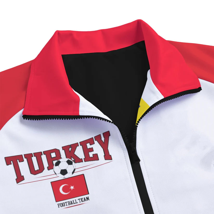 Turkey Football Team Retro Jacket for Women and Men – 90s Vintage Red White Soccer Streetwear Zip Up Coat