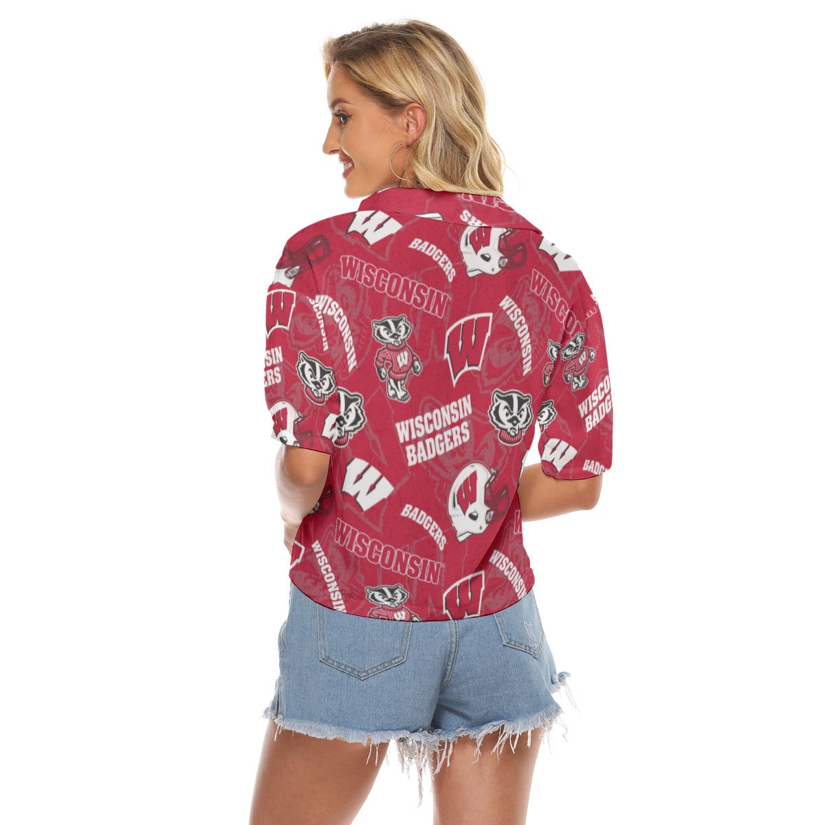 Wisconsin Madison Badgers Women's V-neck Shirts - Badgers football tee varsity sportswear product image 4.0