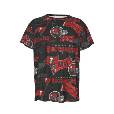 Tampa Bay Buccaneers Short Sleeve T-Shirt red pewter football outfit back view