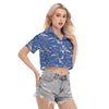 detroit-lions-womens-cropped-shirt blue silver football fabric breathable detail