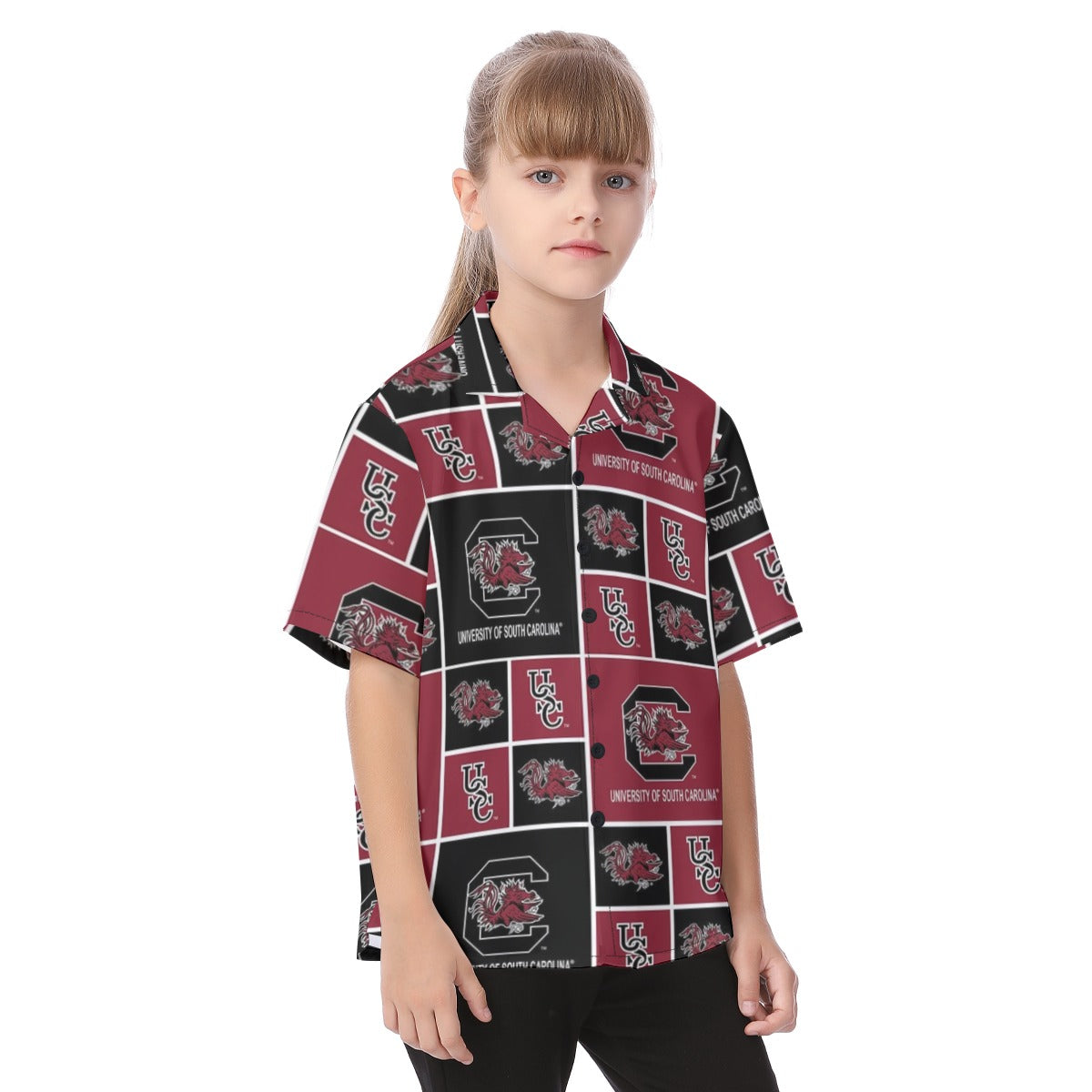 South Carolina Gamecocks Kid's Hawaiian Vacation Shirt - college football fan gear varsity sportswear product image 2.0