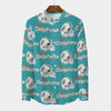 Miami Dolphins Men's Stand Collar Shirt With Long Sleeve|110GSM Imitation Flax aqua orange football outfit back view
