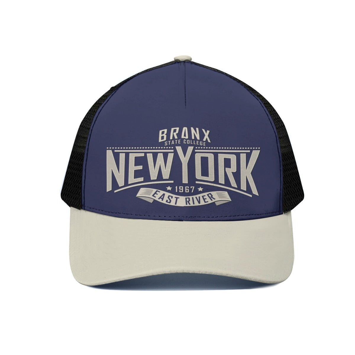 White Smoke Unisex Trucker Hat With Black Half-mesh