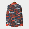 Chicago Bears Men's Stand Collar Shirt With Long Sleeve|110GSM Imitation Flax