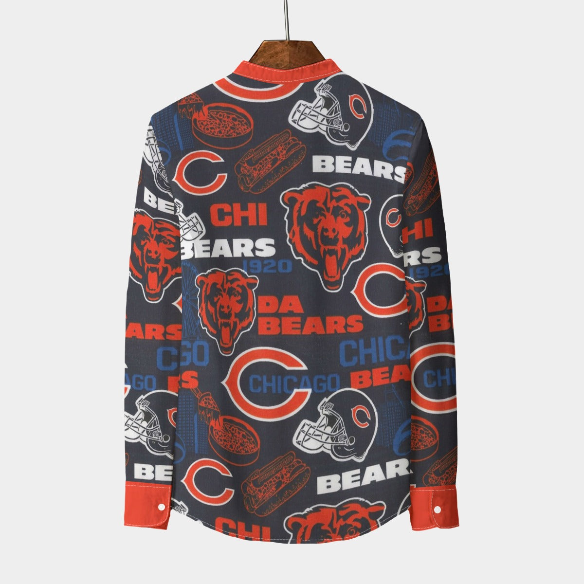 Chicago Bears Men's Stand Collar Shirt With Long Sleeve|110GSM Imitation Flax streetwear fashion product image 2