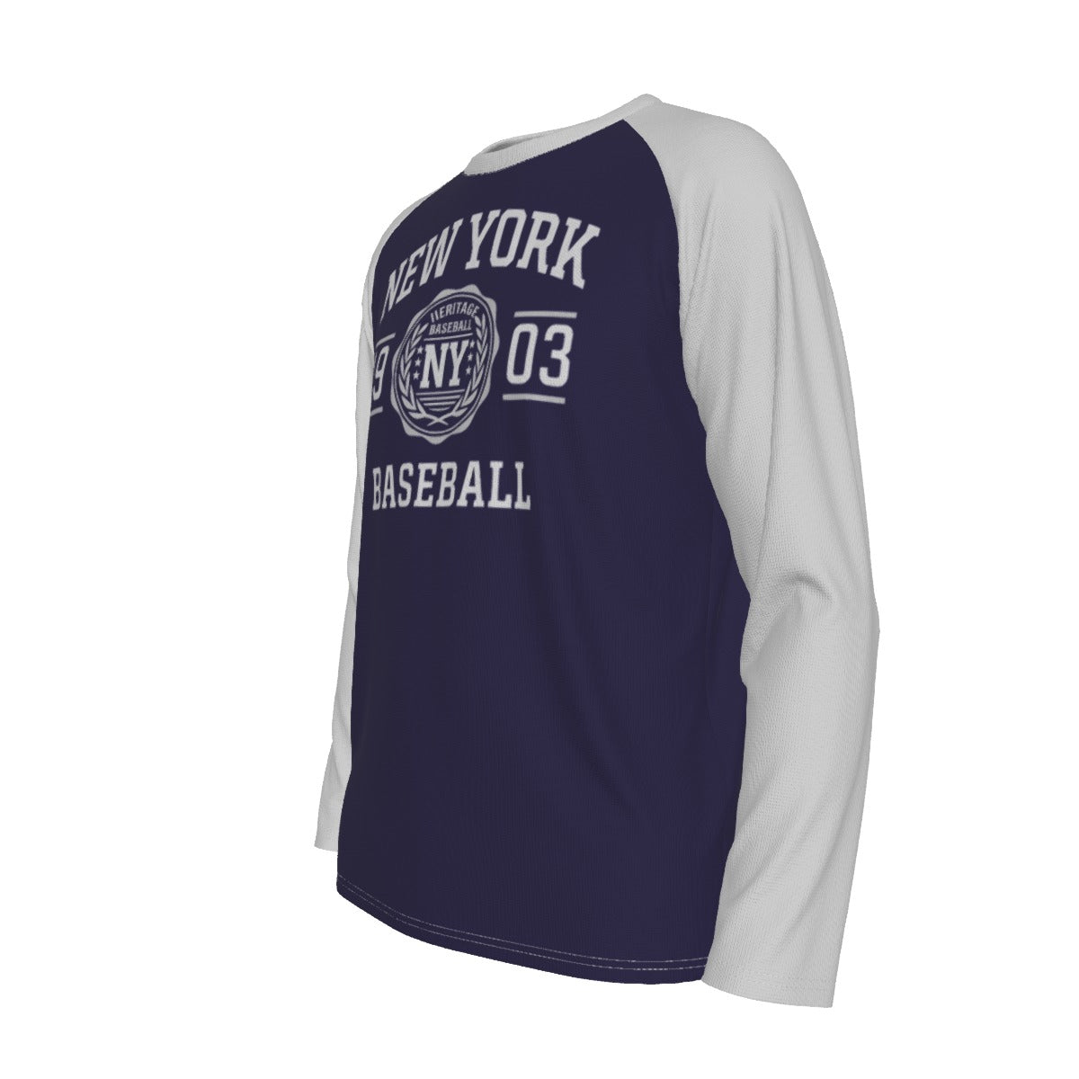 Dark Slate Gray New York Baseball Raglan Long Sleeve Shirt – Navy and Light Gray Heritage Athletic Tee Est. 1903