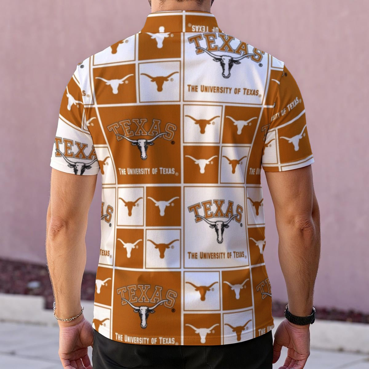 Texas Longhorns Men's Polo Collar Jersey White varsity sports apparel