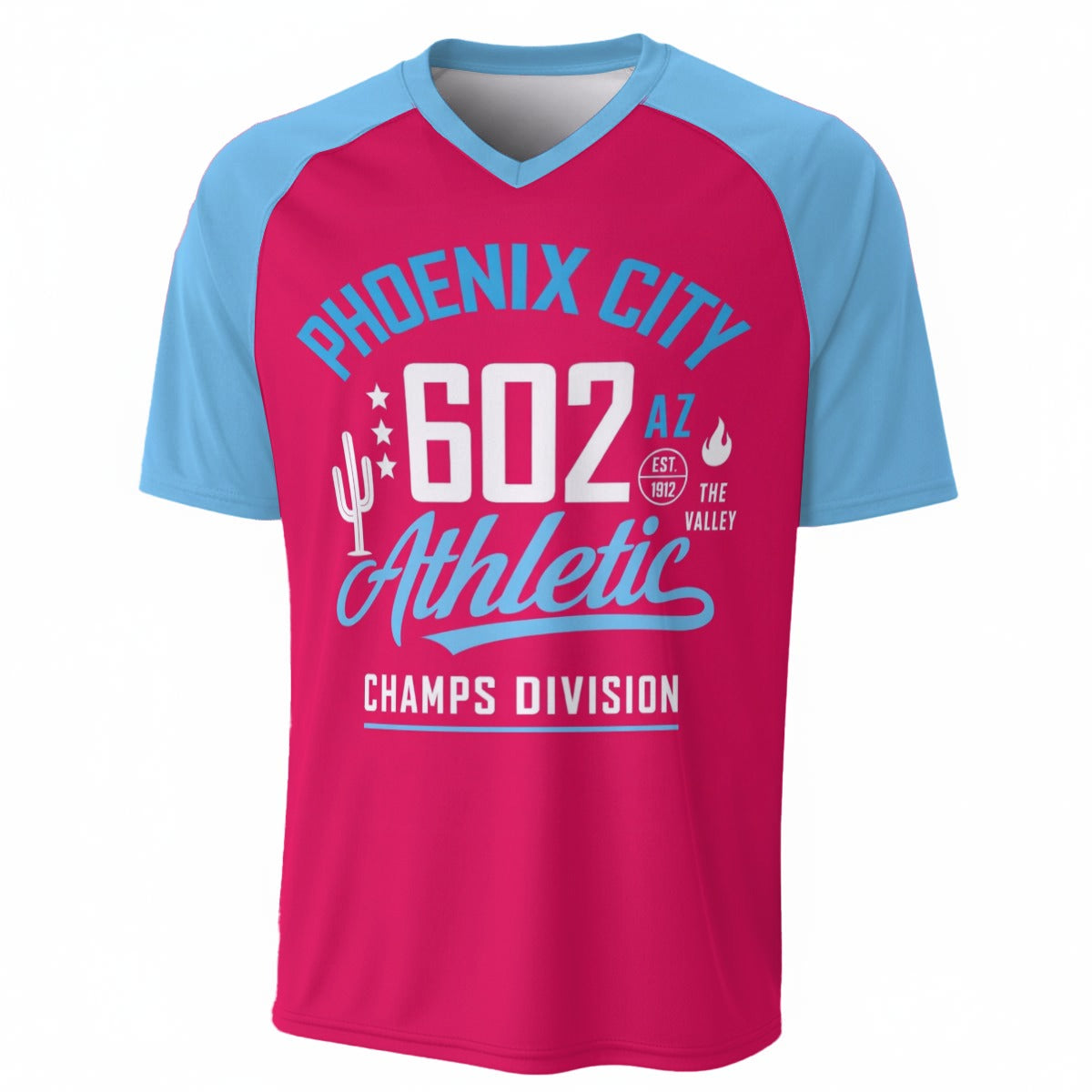 Phoenix City 602 Athletics T-Shirt – Pink Light Blue Varsity