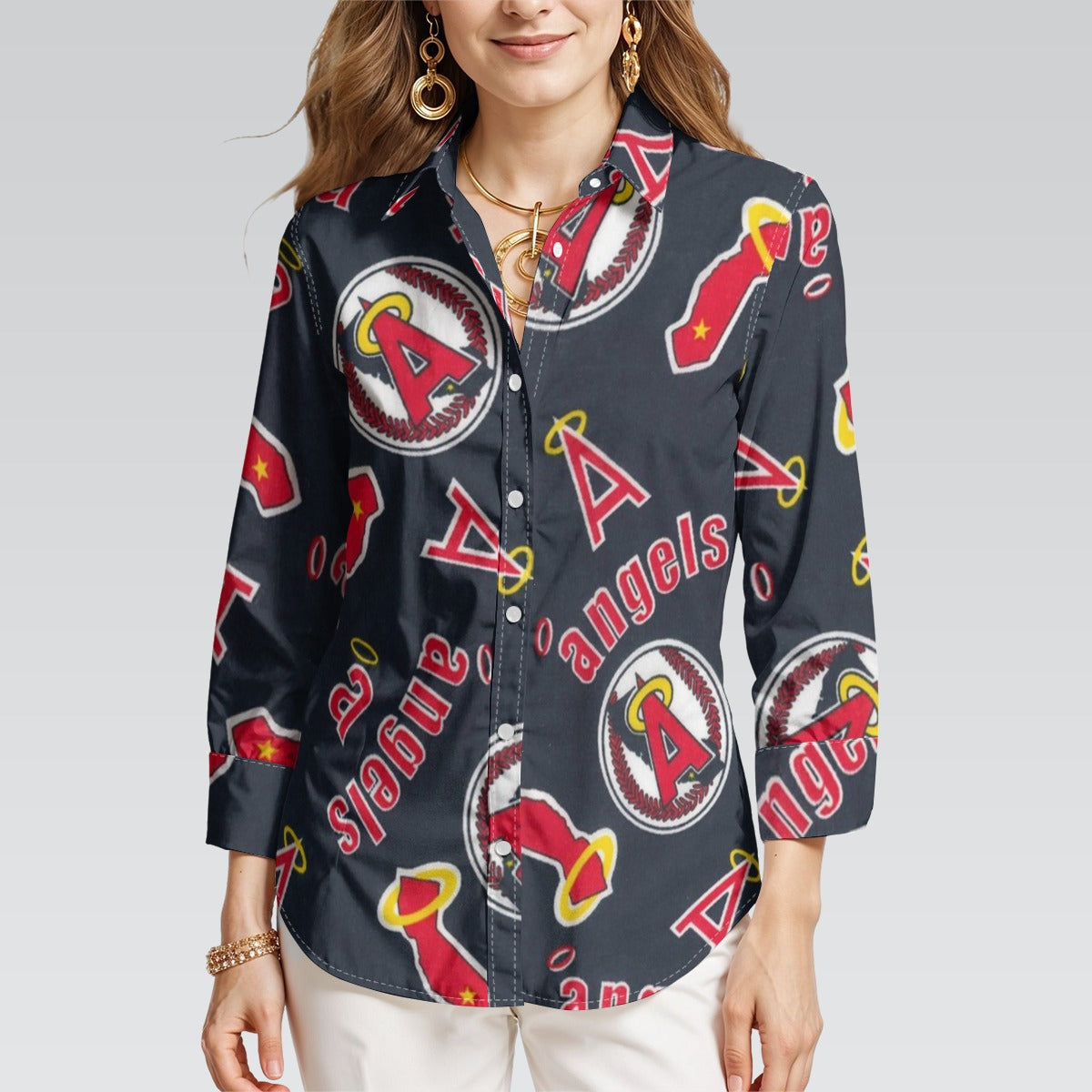 Los Angeles Angels Women's 3/4 Sleeve Shirt los angeles angels baseball fan apparel california game day outfit