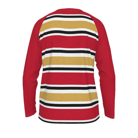 The San Francisco Football Striped Men’s O-Neck T-Shirt is designed for fans who love bold football-
