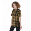 central florida knights tartan plaid black gold women's short sleeve shirt with pocket women tartan plaid game day shirt