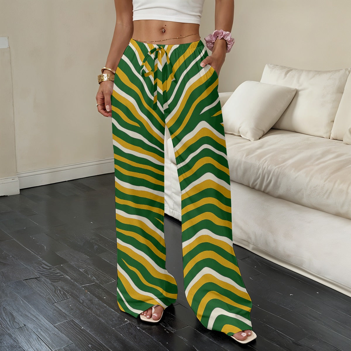 Green Bay Football Yellow Green Women’s Straight-Leg Casual Pants – Game Day Streetwear – sportswear style, football shirt, image 1.0