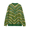 White Smoke Green Bay football zebra Unisex V-neck Knitted Fleece Cardigan With Button Closure