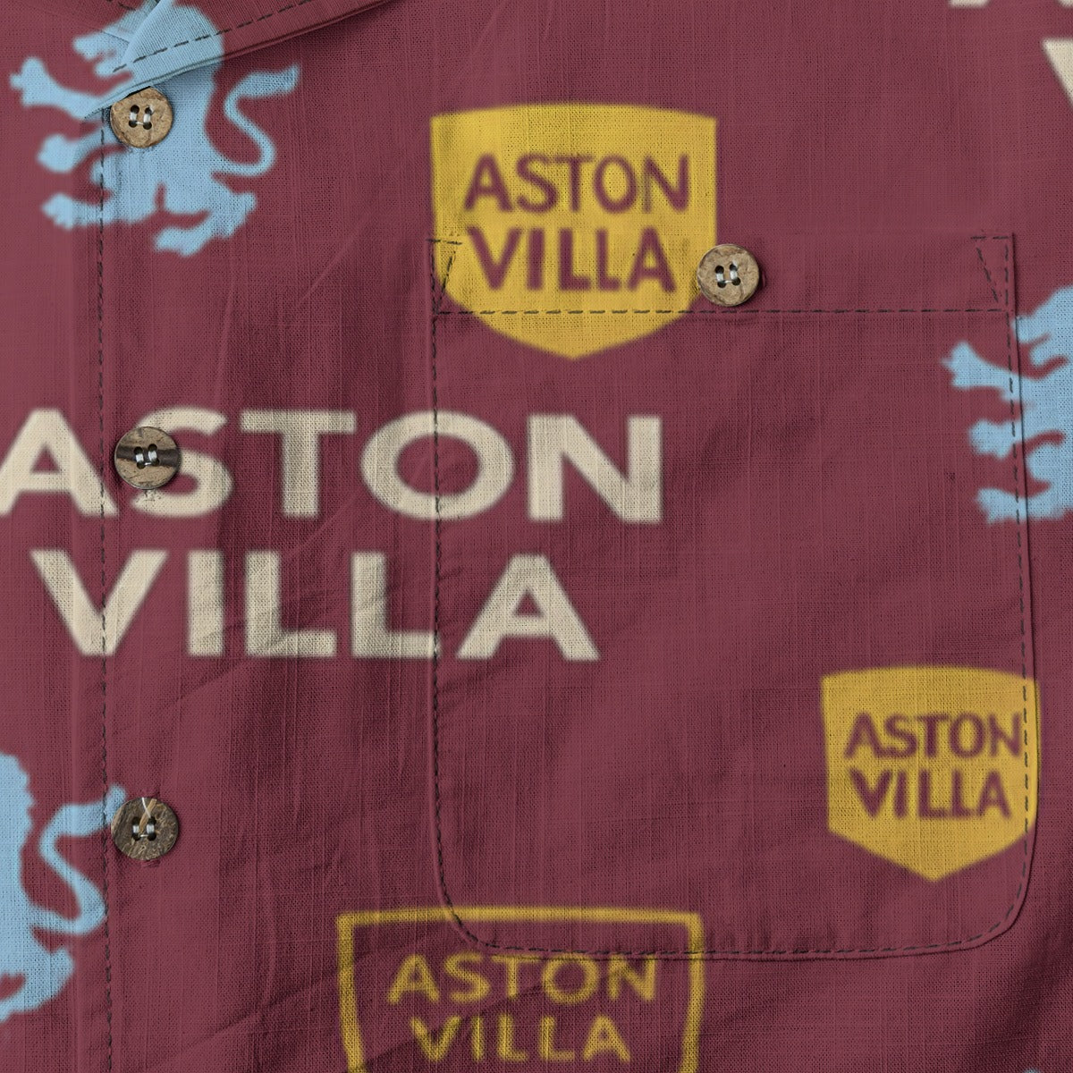 Aston Villa Men's Casual Hawaiian Short Sleeve Shirt | 125GSM Cotton
