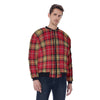 White Smoke San Francisco Football Plaid bomber Men's Jacket Red and Gold Tartan Streetwear Game Day Layer
