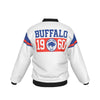 White Smoke Buffalo Football Varsity Bomber Jacket – Vintage 1960 Game Day Style